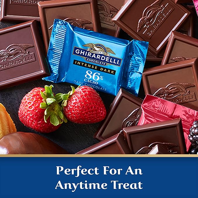 GHIRARDELLI Intense Dark Chocolate SQUARES 86% Cacao 4.12 oz Bag (Pack of 6)