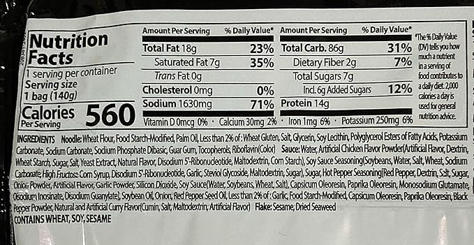 Original Spicy Ramen Artificial Spicy Chicken Flavor 4.94 oz5 Packs