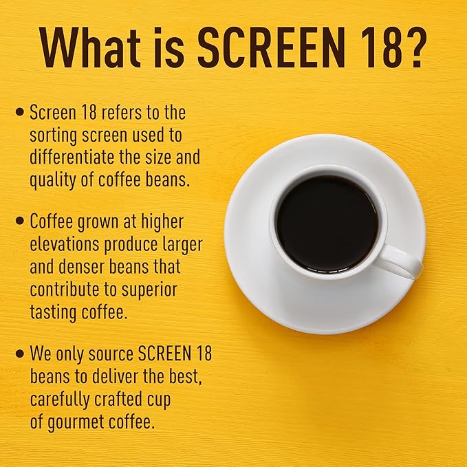 Screen 18 Specialty Grade Premium Kenya AA Ground Coffee Single Origin Medium Dark Roast 1 LB