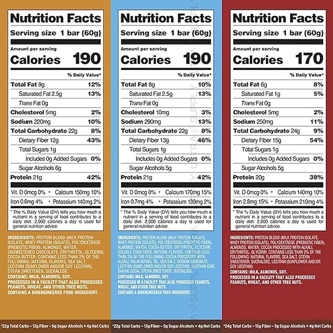 Quessts Protein Snack Bars – High Protein Low Sugar Brain Boosting Functional Fuel (14 Count) – Chocolate Lovers Variety with Cookies &amp Cream Brownie &amp Dough Flavor