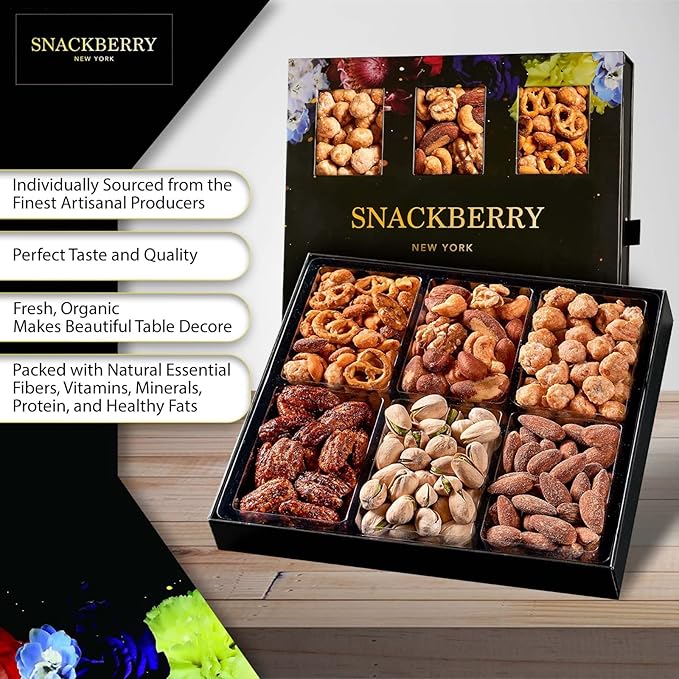 Holiday Mixed Nuts Gift Basket in Elegant Drawer Gift Box Gift Set for Easter Day Birthday Party Sympathy Healthy Gift Snack Box for Men and Women. Kosher - Snackberry