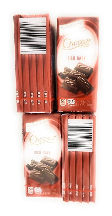 Choceur Rich Dark Chocolate Bars 1.4oz/40g Multi-pack (20 Bars)