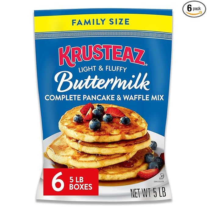 Krusteaz Complete Buttermilk Pancake and Waffle Mix Light &amp Fluffy 5 lb Bags (Pack of 6)