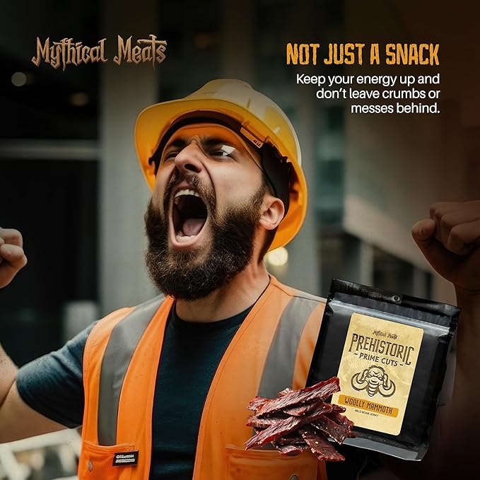 Mythical Meats Woolly Mammoth Jerky - Wild Boar - Prehistoric- Inspired Dried &amp Dehydrated Meats Seasoned to Perfection High Protein Snacks - 2.75 ounces