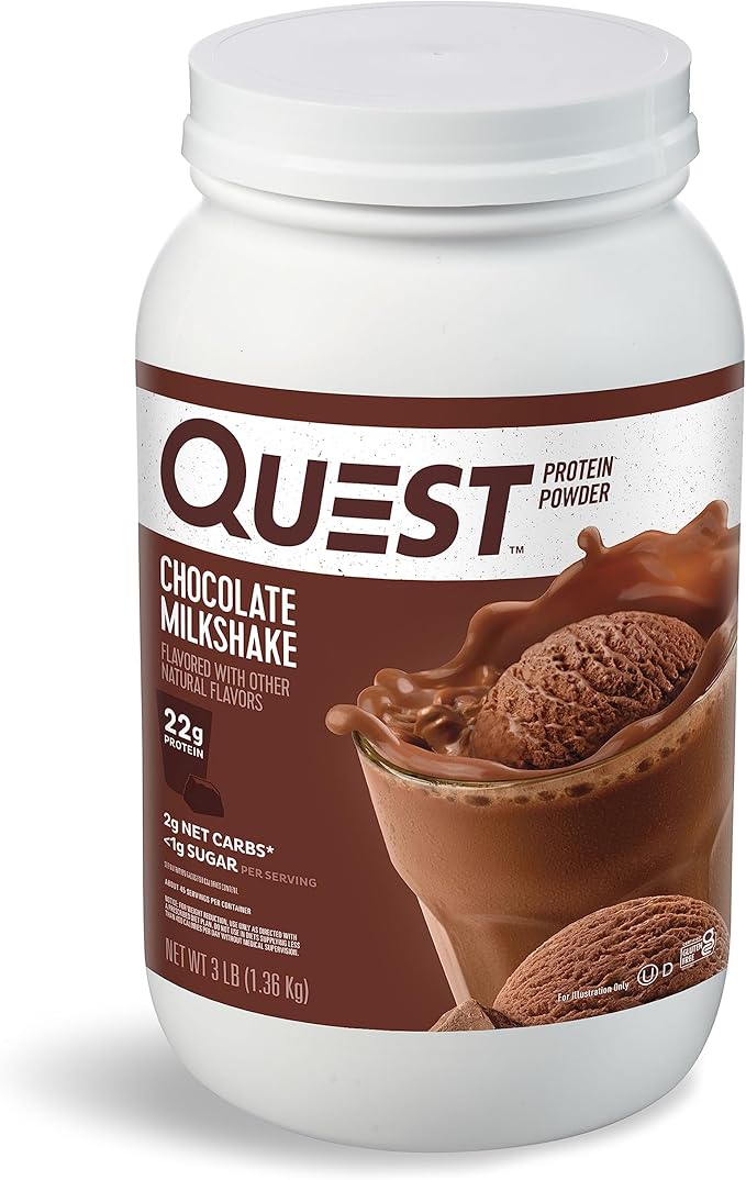 Quest Chocolate Milkshake Protein Powder 22g Protein 43 Servings and Quest Blueberry Muffin Protein Bars 21g Protein 12 Count