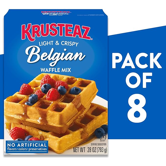 Krusteaz Light and Crispy Belgian Waffle Mix Krusteaz Waffle Mix 28 oz Box (Pack of 8)