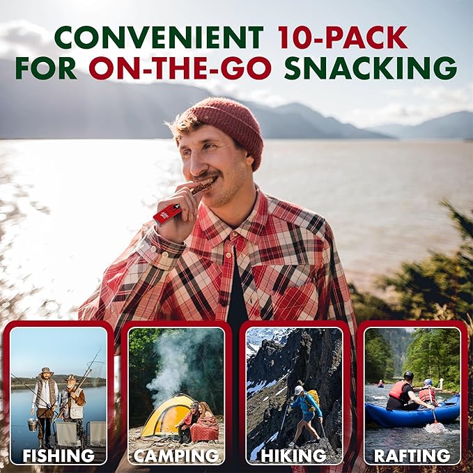 Jerky-n-Spice Premium Spicy Meat Sticks Variety Pack (10 Count) | Exotic Beef Jerky Gifts for Men | Assorted High Protein Snacks | Beef Stick Sampler | Ideal for Birthday Road Trip &amp Camping