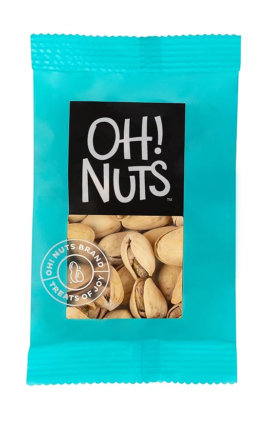 Oh! Nuts Pistachio Roasted Salted Individual Nut Snacks for On-the-Go - 12 Convenient Nut Snacks for School - Bulk Nuts Variety - Individual Packs (1.5 oz Each)