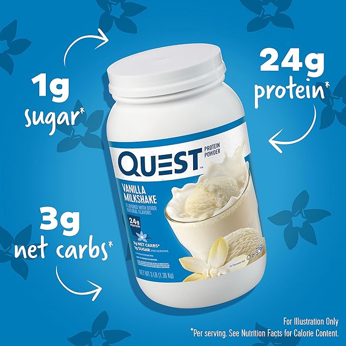 Quest Vanilla Milkshake Protein Powder 24g Protein 43 Servings &amp Lemon Cake Protein Bars 20g Protein Gluten Free 12 Count