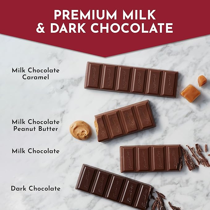 Fannie May 12 Chocolate Candy Bars Milk Chocolate Caramel Peanut Butter and Dark Chocolate Variety Pack 1.8 oz Each