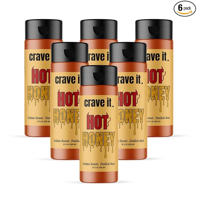Crave It Hot Honey - Made with Raw &amp Pure Honey - Infused with Chile Peppers - 12oz - 6 Pack