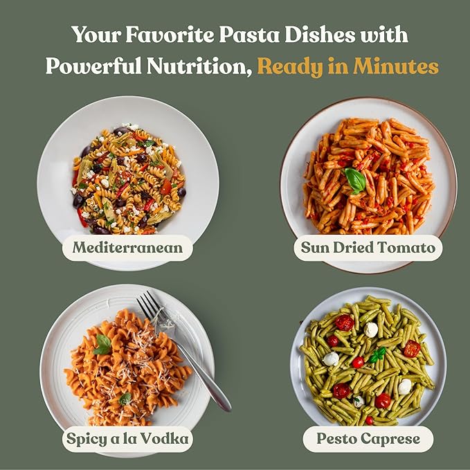 Chef’s Kiss Protein Mixed Case | 24g Protein High Fiber | Gluten Free Plant-Based Lower Carb Pasta Made from Lupins | No Fillers No Gums | Nutrient Dense High Protein | Non GMO | 4-pack (8oz)