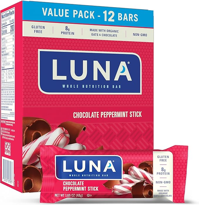 LUNA Bar - Nutz Over Chocolate Flavor - Gluten-Free - Non-GMO &amp - Chocolate Peppermint Stick - Gluten-Free - Non-GMO