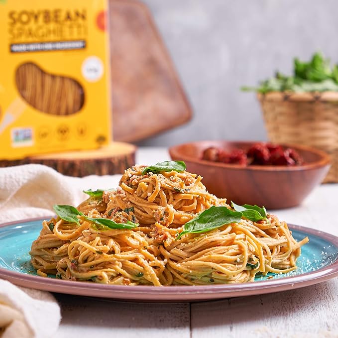The Only Bean - Soy Black Bean and Edamame Spaghetti &amp Fettuccine - Gluten Free Pasta Keto Low Carb Pasta Noodles Protein Pasta Organic Healthy Noodles Vegan Pasta - 8 oz (6 Pack) (Variety P