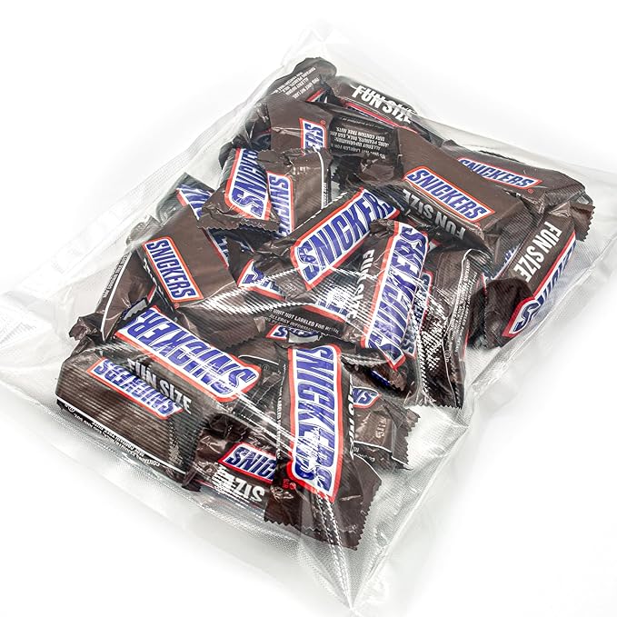 FUN SIZE Chocolate Candy Bars 2 lb – Anti Melt Pack Individually Wrapped (52 Pieces) Bulk Snack-Size Format Crunchy Peanuts &amp Smooth Caramel