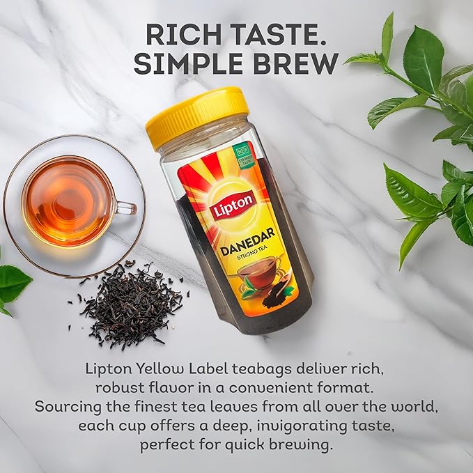 Lipton Yellow Label International Blend | Strong Black Tea | Danedar | Loose Tea with Bigger Granules | Bold &amp Rich Flavor For Tea Lovers | 475g