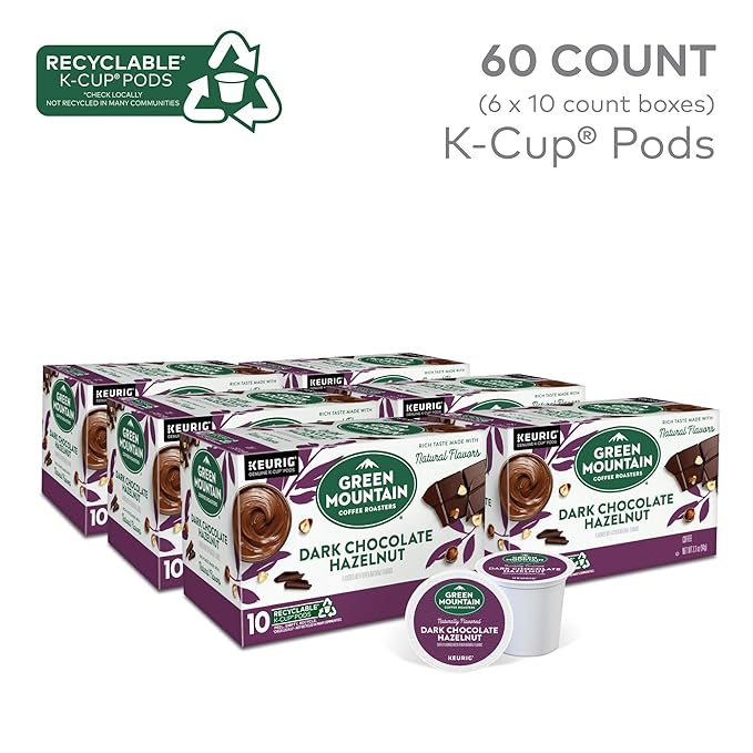 Green Mountain Coffee Roasters Dark Chocolate Hazelnut Coffee Keurig Single Serve K-Cup Pods 60 Count