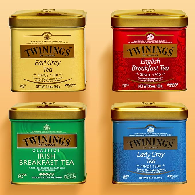 Twinings English Breakfast Loose Tea Tins 3.53 Ounce Tins (Pack of 6) Smooth Flavourful Robust Black Tea Leaves Caffeinated Enjoy Hot or Iced