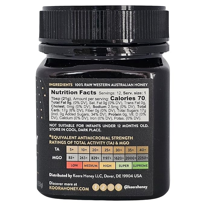 Jarrah Honey TA 35+ (Stronger than MGO 2000+ Manuka Honey Bioactivity) Raw Medicinal Honey with Medical Grade Potency for Daily Health and Immune Support from Western Australia