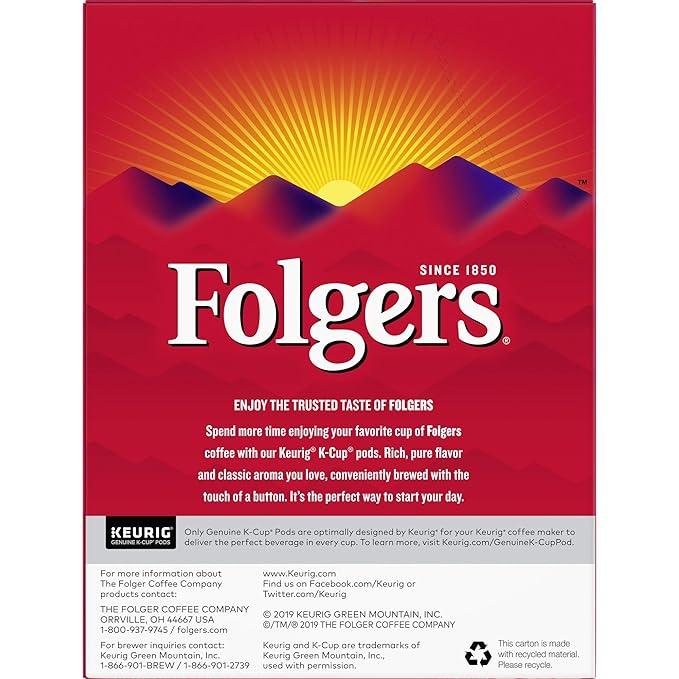 Folgers Classic Roast Medium Roast Coffee 96 Keurig K-Cup Pods