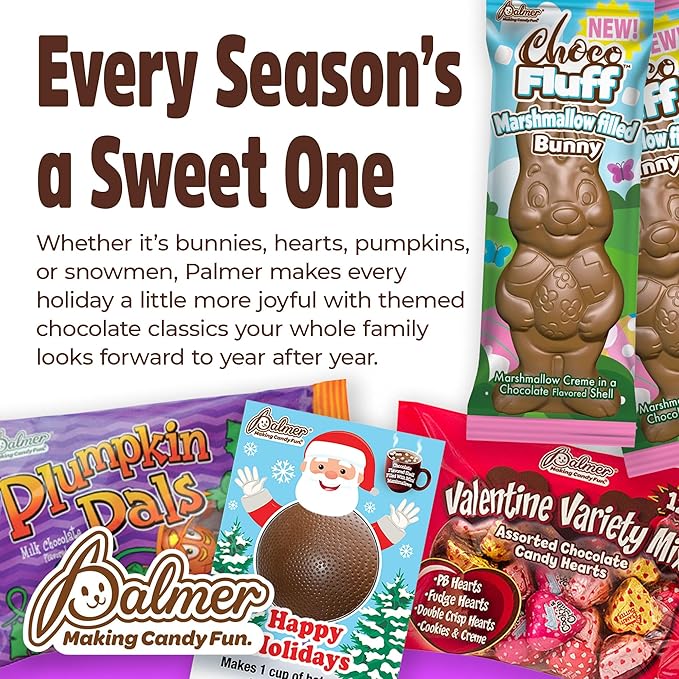 Palmer Easter Bunny's Chocolate Candy Milk Chocolate Flavored Assortments Making Candy Fun Since 1948 (2.5 Pound Hoppy Bunnies Mix)
