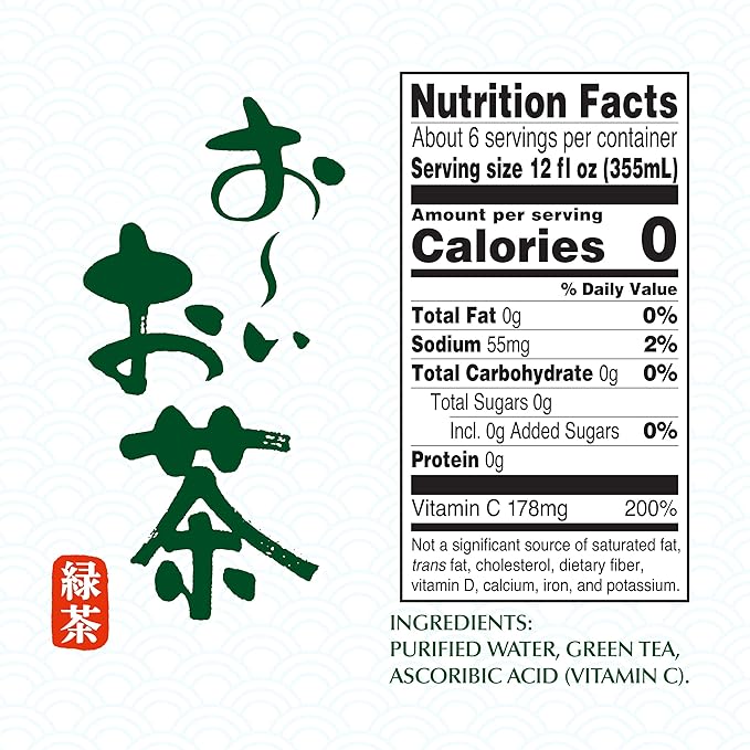 ITO EN Oi Ocha Green Tea Sugar Free 2 Liter Bottle 67.6 Ounce (Pack of 6)