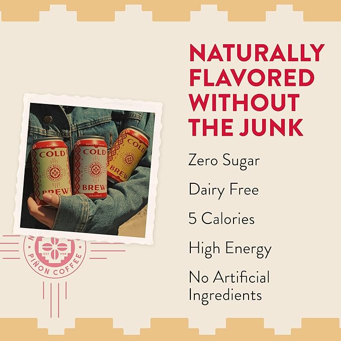 New Mexico Piñon Nitro Cold Brew Coffee Drinks - Bold Caramel &amp Vanilla Flavor High Energy Nitrogen Infused Dulce de Leche Black Coffee Cans 12oz - Natural Flavor Zero Sugar &amp Dairy Free - 12