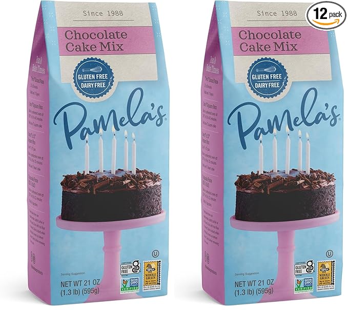 Pamela's Chocolate Cake Mix Kosher Gluten Free &amp Non-GMO 21 Ounce (Pack of 12)