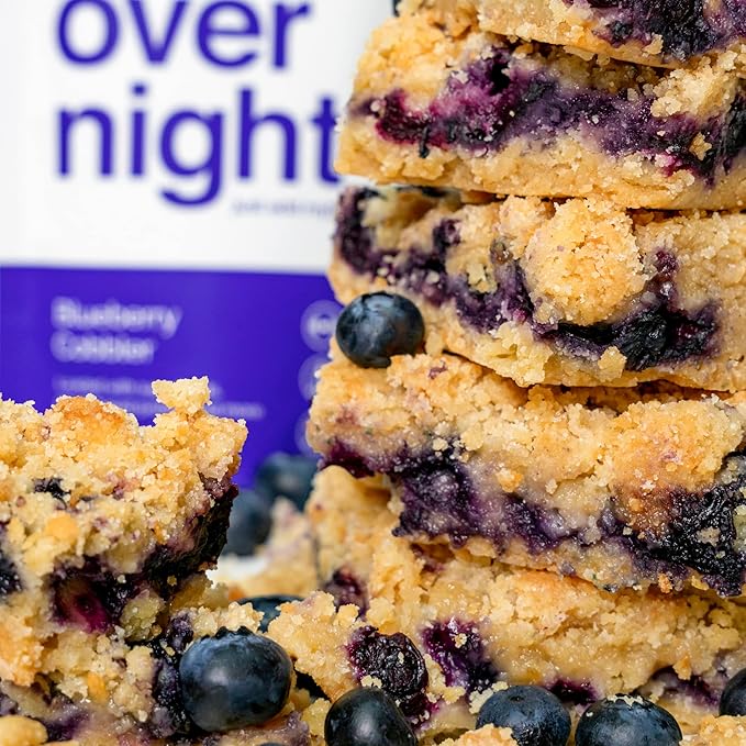 Oats Overnight Banana Bread 8 Pack &amp Blueberry Cobbler 8 Pack - Vegan 20g Protein High Fiber Breakfast Shake - Gluten Free Non GMO Oatmeal