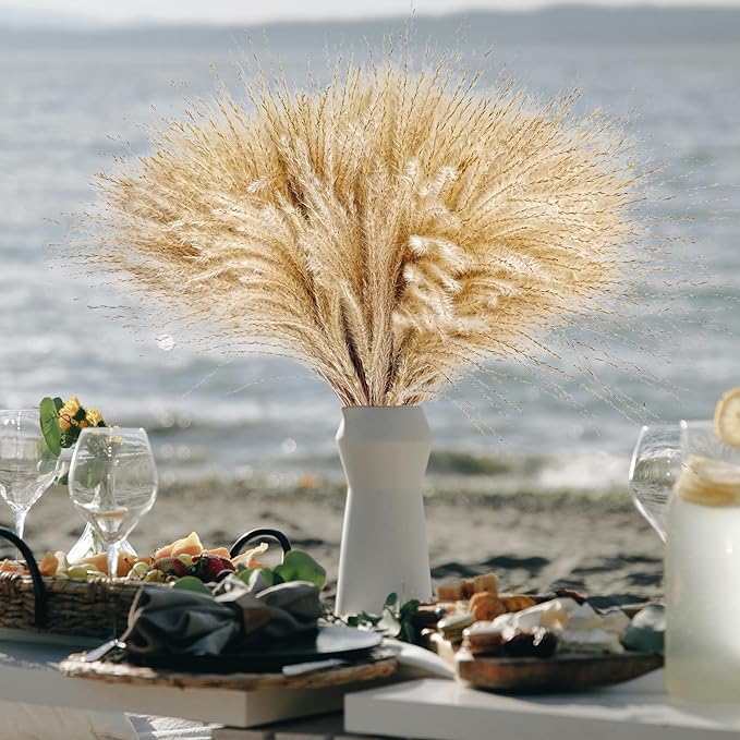 450 PCS Exquisite Natural Pampas Grass Decor - Versatile Reed Grasses for Home &amp Event Decoration Pompous Fluffy Tall Dried Reed Grass - Perfect for Vases Wreaths &amp Table Centerpieces