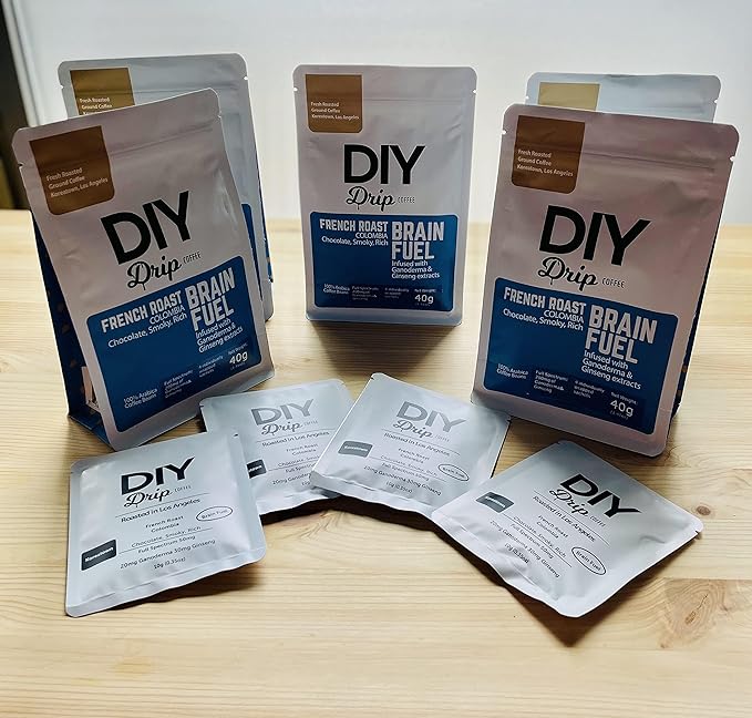 DIY Drip Coffee Brain Fuel French Roast Colombia Single Serve - 5 PACKS x 4 200gram $1.50 per serving. BUY 2 QTY OR MORE GET $5 REBATE. NO ACTION REQUIRED