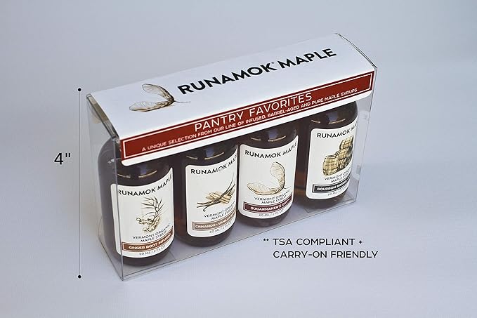 Runamok Organic Vermont Maple Syrup Pantry Favorites Pairing Collection 2 oz (4 count) 60mL Traditional Barrel-aged and Infused Organic Maple Syrup Varieties