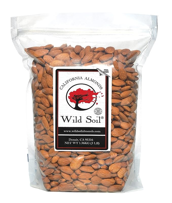 Wild Soil Terra Preta Almonds – Higher Protein and Higher Vitamin E Than Other Almonds Beyond Organic: Eco Farmed with Proprietary Root Technology Raw