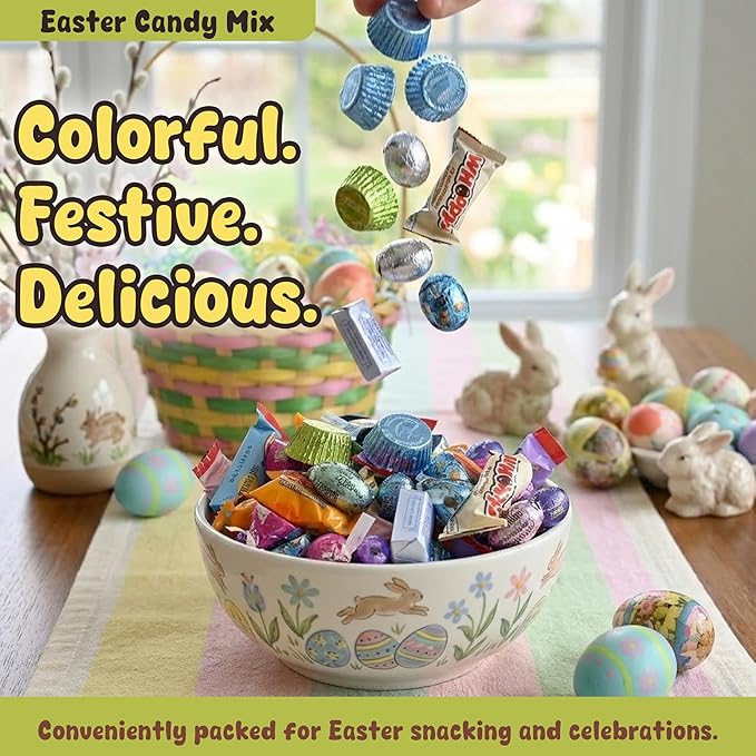 Easter Candy Mix - 4LB Ultimate Spring Assortment of Sweets &amp Chocolates | Ideal for Easter Baskets Egg Hunts Spring Celebrations Pastel Candy Mix and Seasonal Gifts