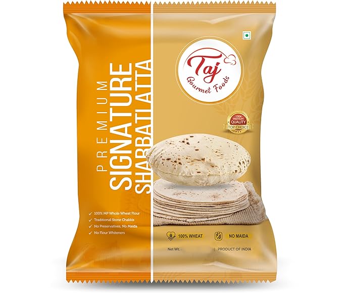 TAJ Signature Sharbati Atta 10lbs (Chakki Atta - Stone Ground) 100% Whole Wheat Flour Chappati Flour