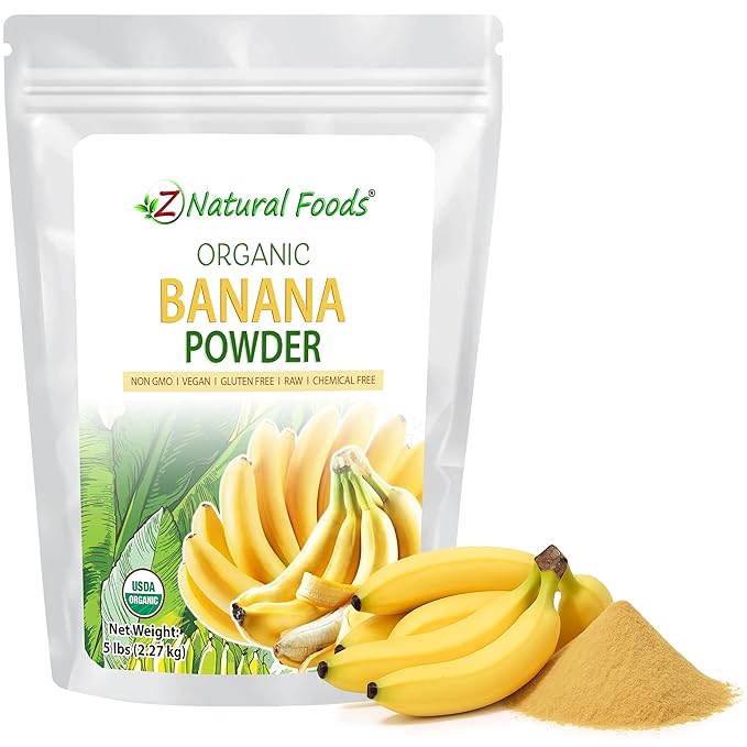 Z Natural Foods Organic Banana Powder Fiber Supplement for Glowing Skin and Enhanced Immunity Great in Juice Smoothies and Recipes Non-GMO Vegan Gluten-Free Kosher 5 lbs