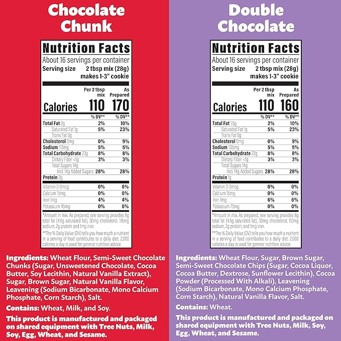 My Better Batch Chocolate Chip and Double Chocolate Cookie Mix Variety Pack Simple Cookie Recipe Chocolate Cookies Makes 64 Large Cookies Non GMO Kosher 16oz (Pack of 4)