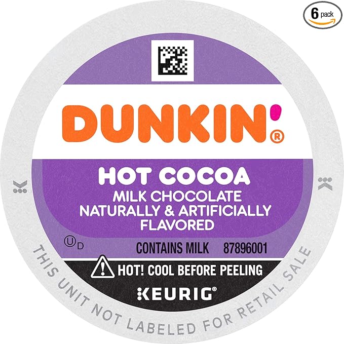 Dunkin' Milk Chocolate Hot Cocoa 60 Keurig K-Cup Pods 10 Count (Pack of 6)