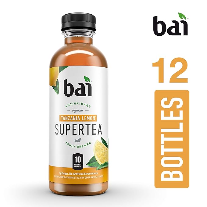 Bai Iced Tea Tanzania Lemon Antioxidant Infused Supertea Crafted with Real Tea (Black Tea White Tea) 18 Fluid Ounce Bottles (Pack of 12)