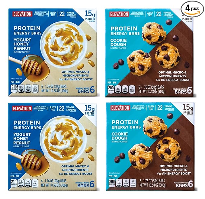 🍪🤩 4-PACK Irresistible Gluten-Free Cookie Dough &amp Yogurt Honey Protein Bars! 🌟💪 4 Boxes 32 Bars of Tasty Energy Boosts – Perfectly Sweet &amp Satisfying! 📦🎉15 grams of protein and 22 key v