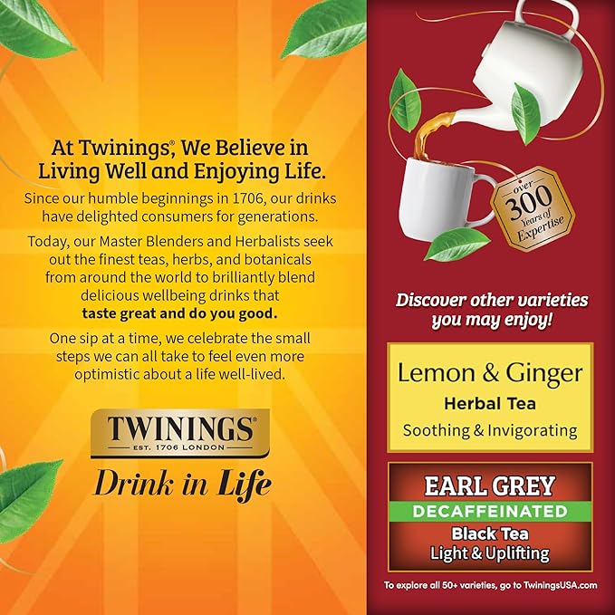 Twinings Decaffeinated Chai Individually Wrapped Bags 100 Count (Pack of 1) Sweet Savoury Spices Enjoy Hot or Iced 100 Teabags