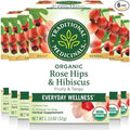 Traditional Medicinals Tea Organic Rose Hips &amp Hibiscus - Supports Everyday Wellness - Kosher Non-GMO Caffeine-Free - 96 Tea Bags (Pack of 6)