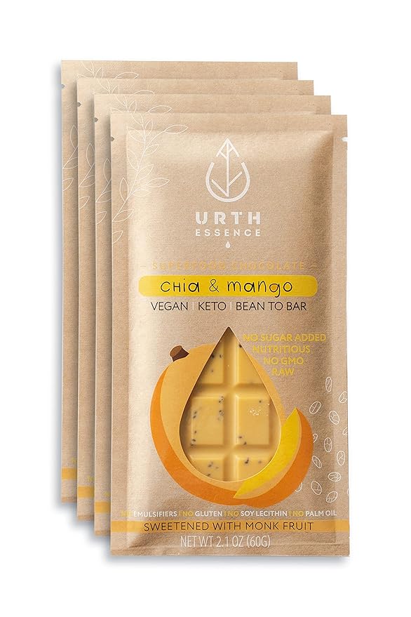 Urth Essence Sugar Free Chocolate Vegan Chocolate Bars | Keto Chocolate | Dairy Free Chocolate| Keto Friendly Food | Healthy Food Vegan Gifts| Organic Chocolate |Gluten Free Snacks (White Chocolate Ma