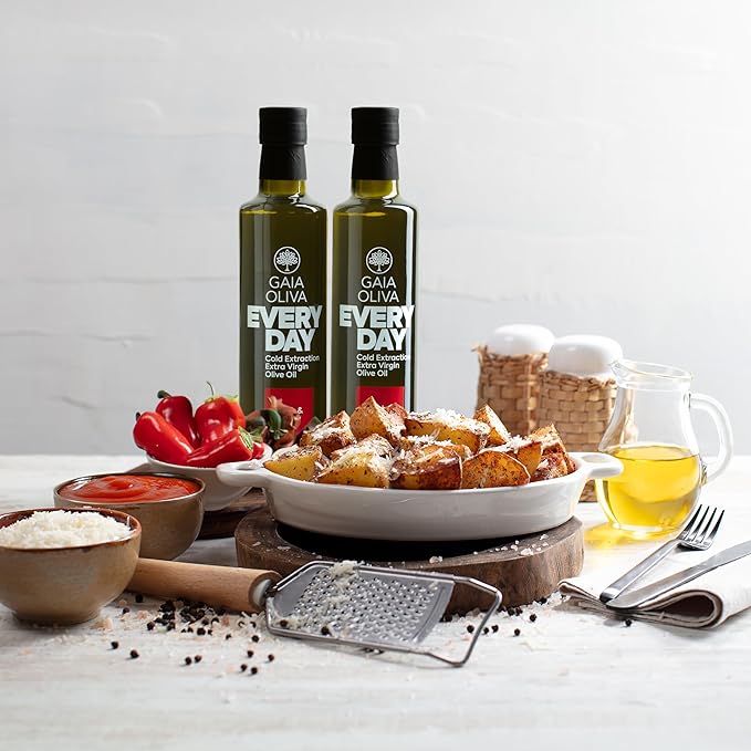 Gaia Oliva Everyday Extra Virgin Olive Oil – Cold Pressed Unrefined Single Estate Trilye Olives Low Acidity Dark Glass Bottle 100% Extra Virgin Product of Turkey New Harvest Polyphenol-Rich