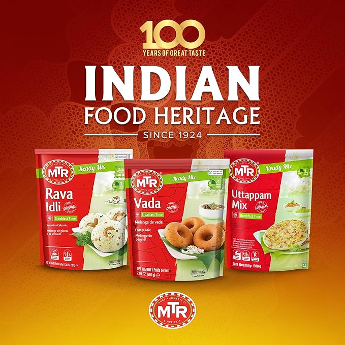 MTR Instant Vada Mix - Ready to Cook Authentic Indian Breakfast Lunch Dinner or Snack Meal - No Added Preservatives - A Quick &amp Easy Recipe Suitable for Vegetarians - (200g Pack of 6)