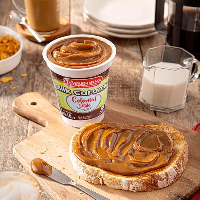 La Serenísima Dulce de Leche - Authentic Milk Caramel Spread from Argentina - Gluten-Free Creamy Caramel Sauce for Baking Desserts - Rich Flavor for Pancakes Waffles - 14.1 Ounce (Pack of 4)