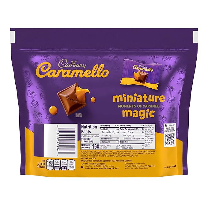 CADBURY CARAMELLO Miniatures Milk Chocolate Caramel Candy Share Packs 8 oz (8 Count)