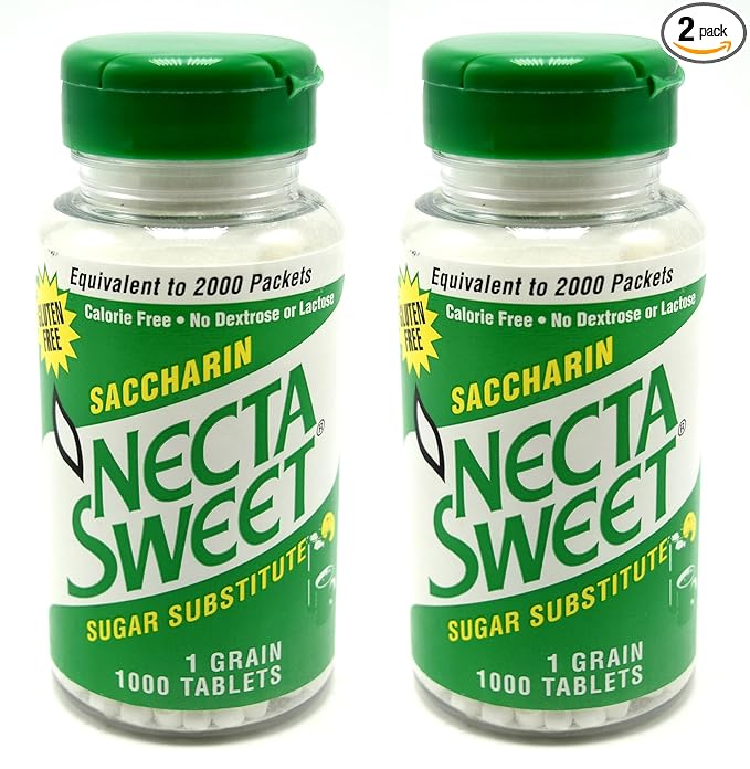 Necta Sweet Saccharin Tablets 1 Grain 1000 Tablet Bottle (Pack of 2)