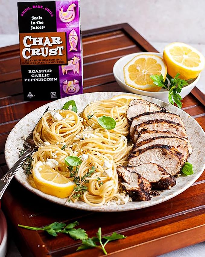 Char Crust Dry-Rub Seasonings Roasted Garlic Peppercorn | All-in-one seasonings | Perfect for Steak Burgers Chicken Salmon | Signature Crust that Seals in the Juices 20 oz