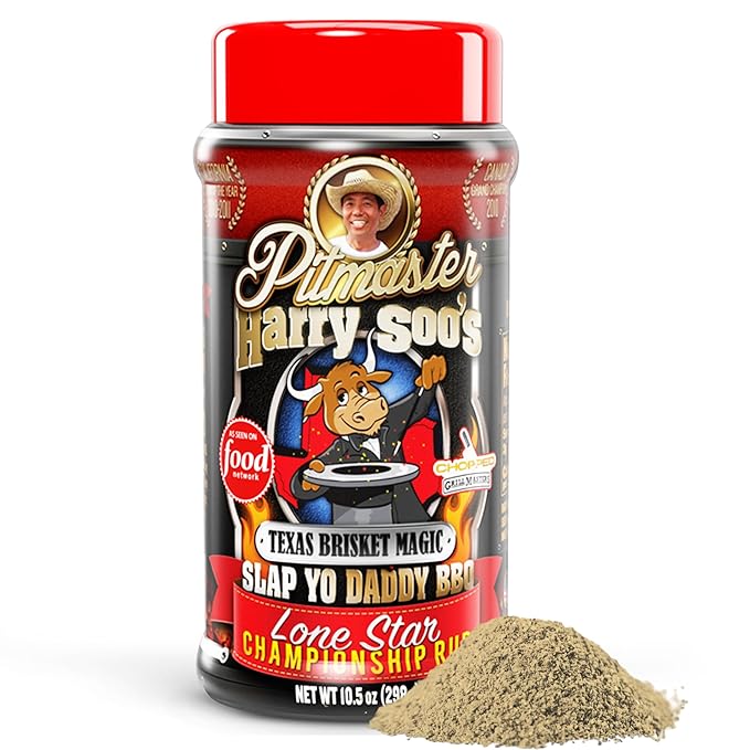 Slap Yo Daddy BBQ Rub Seasoning Texas Brisket Magic Lone Star - Texas Brisket Rub for Smoking &amp Grilling From Pitmaster Harry Soo - Championship BBQ Beef Seasoning – No MSG Gluten-Free – 10.5 oz